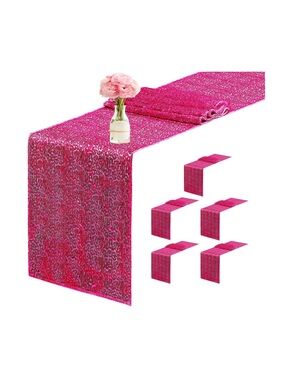 Hot Pink Sequin Table Runners 6 Pack 12x72”Wedding Engagement Holiday Birthday